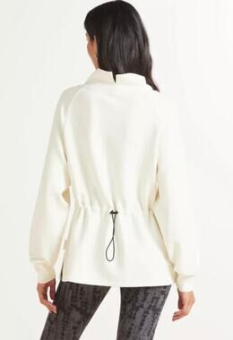 Varley Arcola Mock Neck Pullover Sweatshirt L Oversize Sweater Beige Egret Tunic